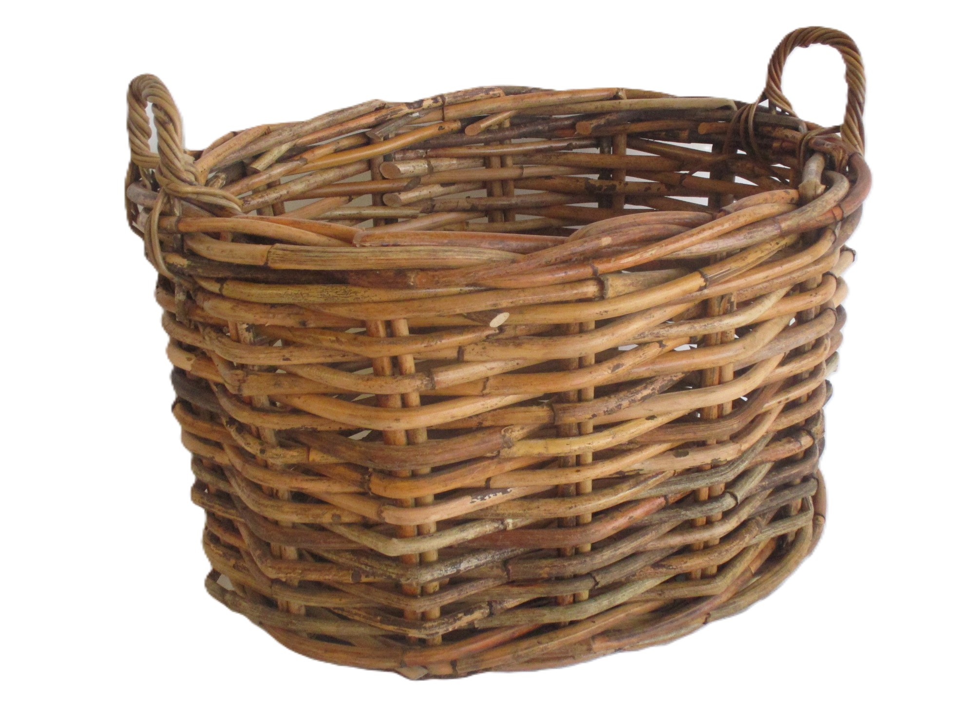 cesto porta legna ovale in vimini cm 64x53x39 H con manici cm 47 h