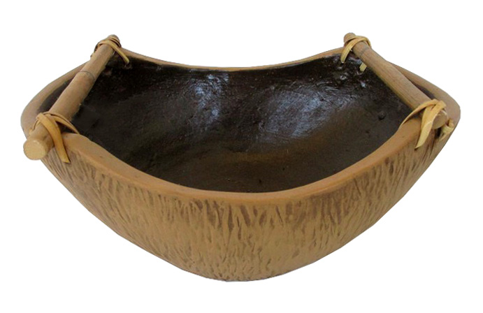 vasp terracotta con manici in bambu