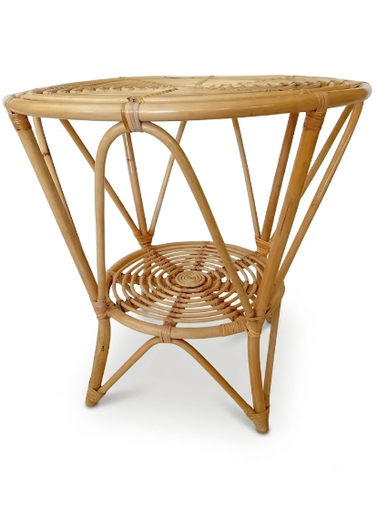 avolo da Pranzo Rotondo in Rattan Naturale – Ø 75 cm