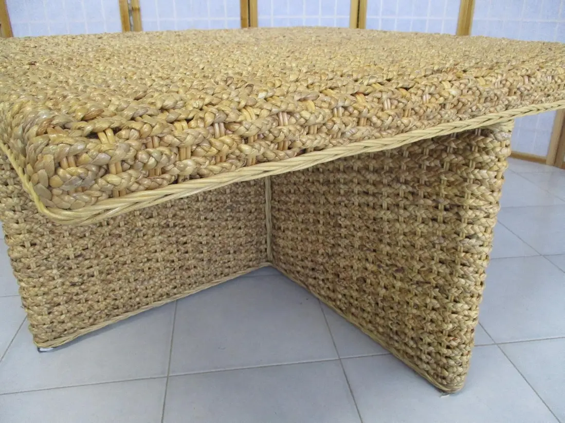 Tavolo da Tè Quadrato 110x110 cm in Intreccio di Banano Naturale – Alt. 45 cm - 4