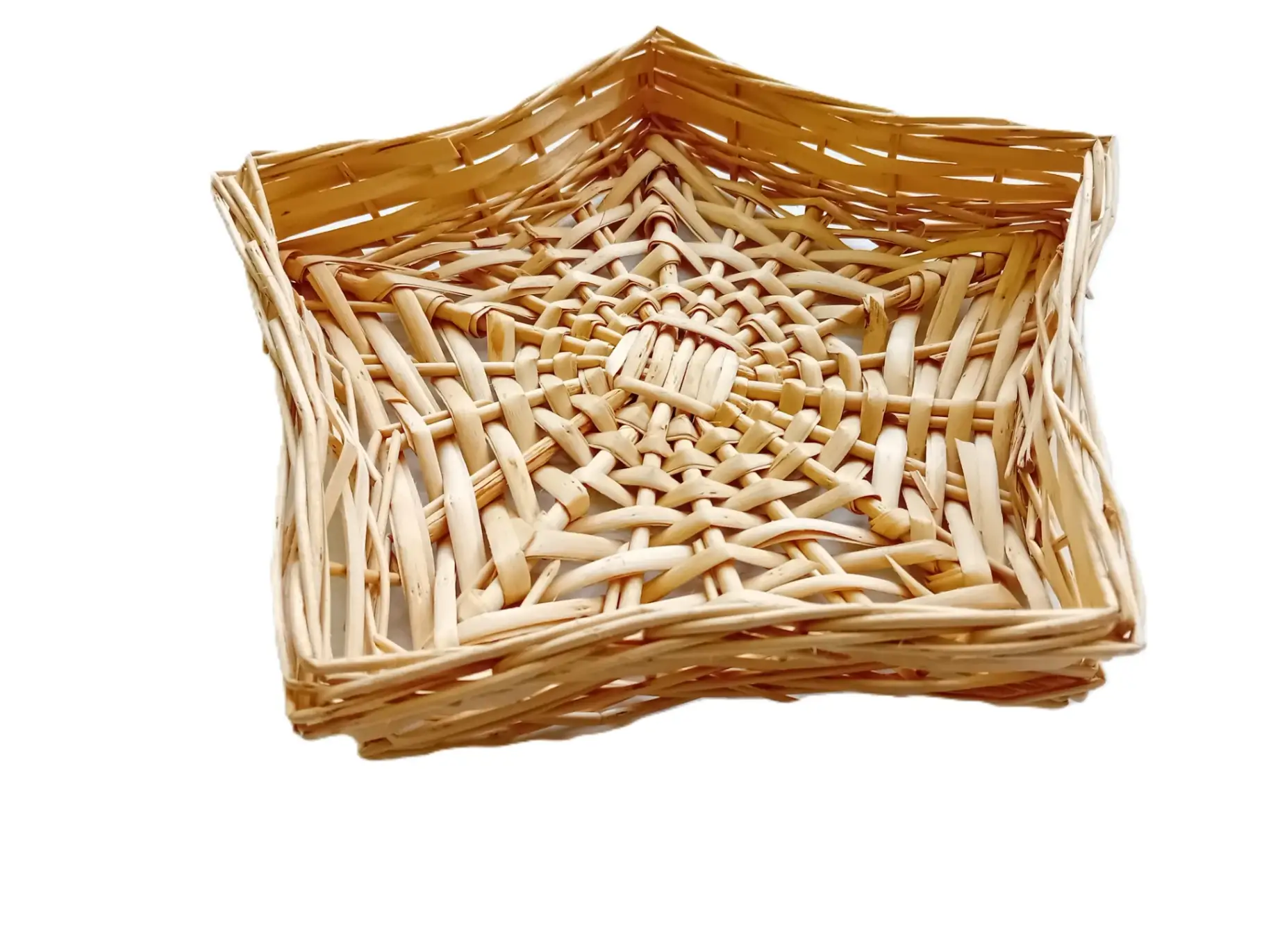 Cestino Stella in Vimini Chiaro per Confezioni Natalizie – 26 x 26 x 4 H cm