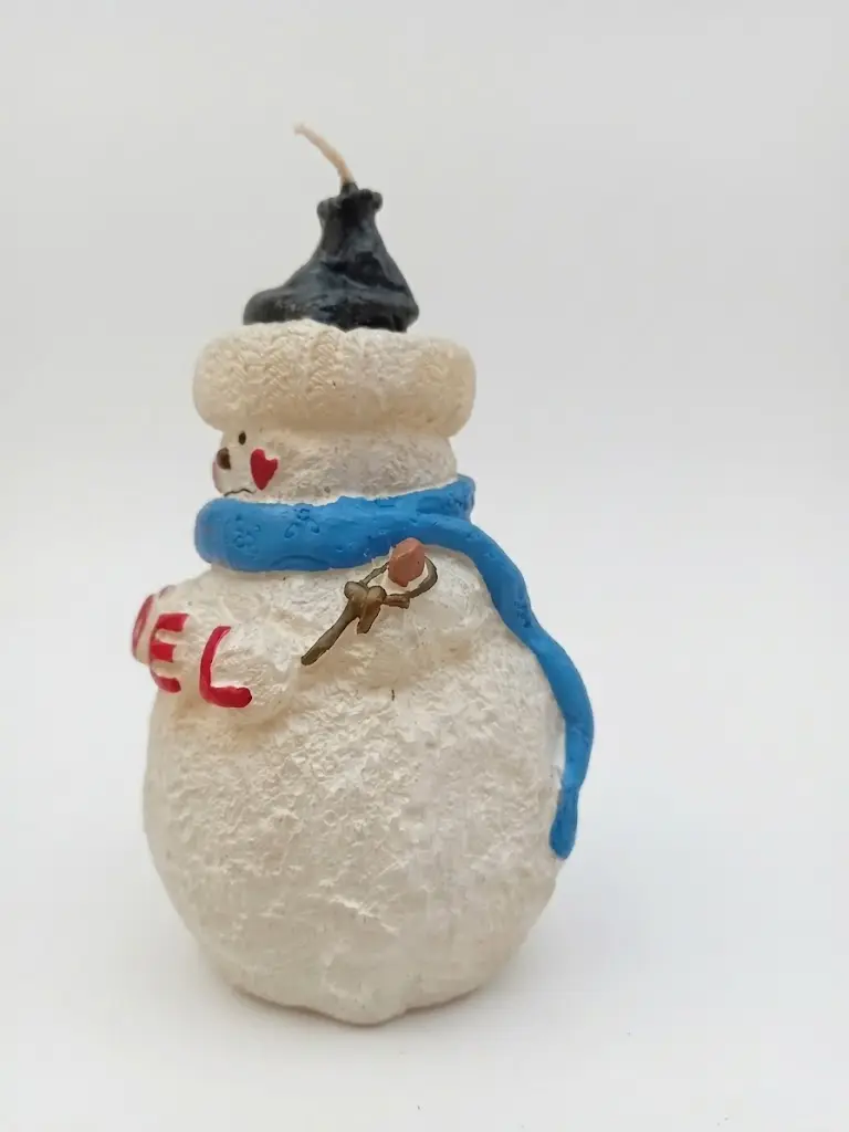 Candela Artigianale Pupazzo di Neve "NOEL" (8x14 cm) - 4