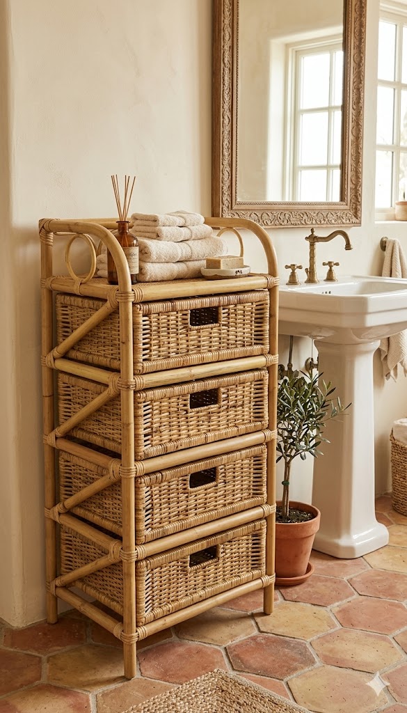 cassettiera rattan naturale 4 cassetti art ck7004