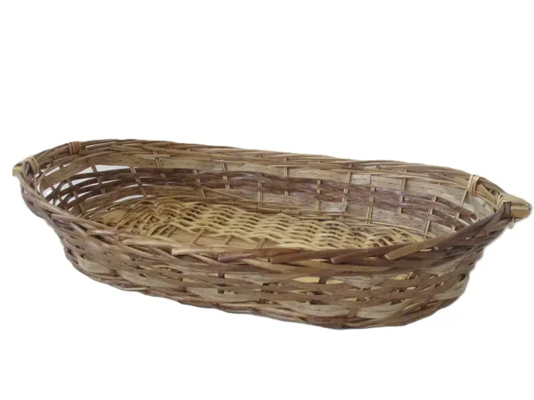 Cesto Vassoio Ovale in Vimini Rustico Grezzo Svasato cm 72x44x15 H