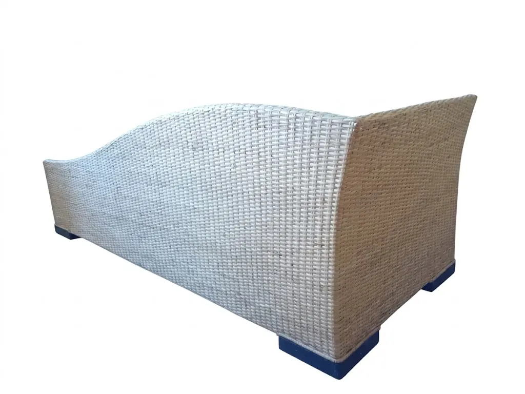 Divano cm 220x88x74h Dormeuse Artigianale in Rattan e Legno Teak con Cuscino Sfoderabile - 3