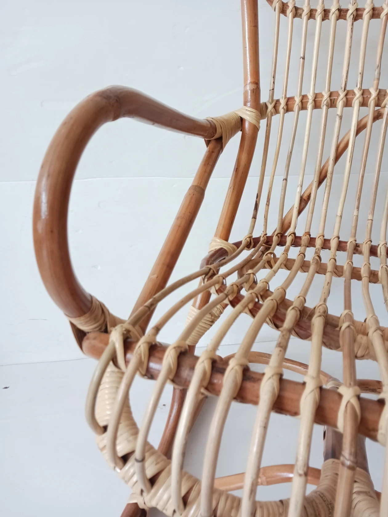 Poltrona in rattan naturale vimini Molleggiata - Sedia Ergonomica