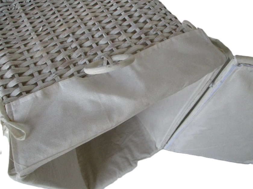 Baule Porta Biancheria in Rattan Decapato Bianco Cm 68x40x40 H - 3