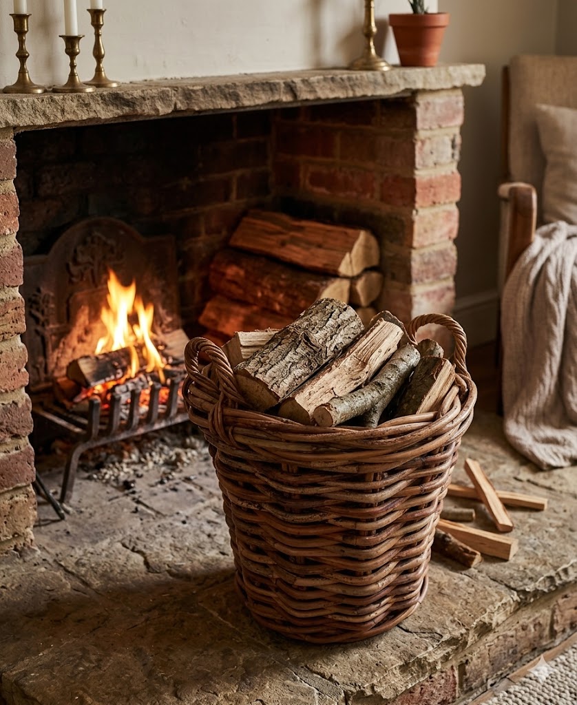 cesto porta legna vimini rattan cm 50x51 H con manici cm 60 H