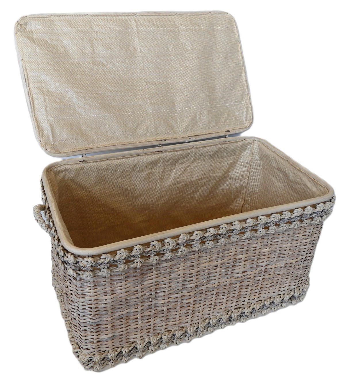 Baule Portabiancheria in Rattan e Banano Cm 68x37x40 H