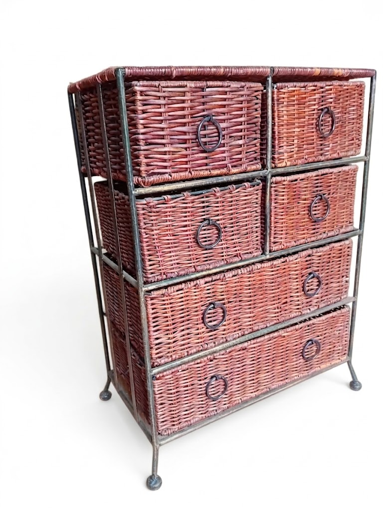 cassettiera rattan naturale 6 cassetti cm 46x25x63 H