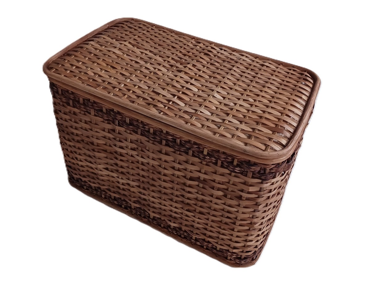 Baule Portabiancheria in Rattan Noce chiaro Cm 68x42x44 H