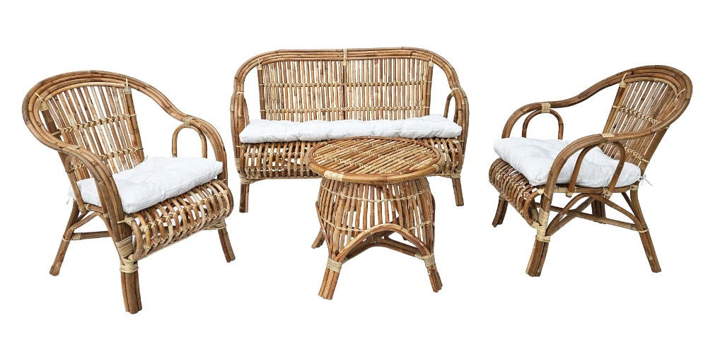 Salotto rattan naturale  vimini Bali Set 4 Posti in Pregiate Canne di Malacca