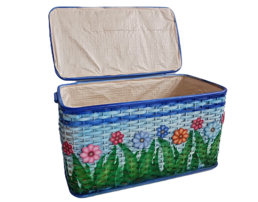 Baule Porta Biancheria e Porta Giocattoli in Rattan colorato Cm 72x39x40 H - 4