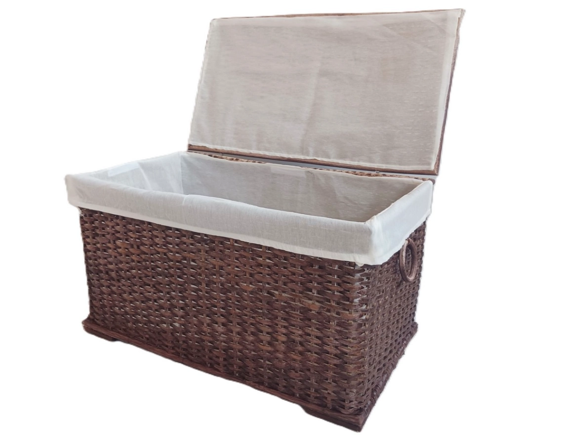 Baule Porta Biancheria in Rattan Noce Cm 69x39x39 H - 3