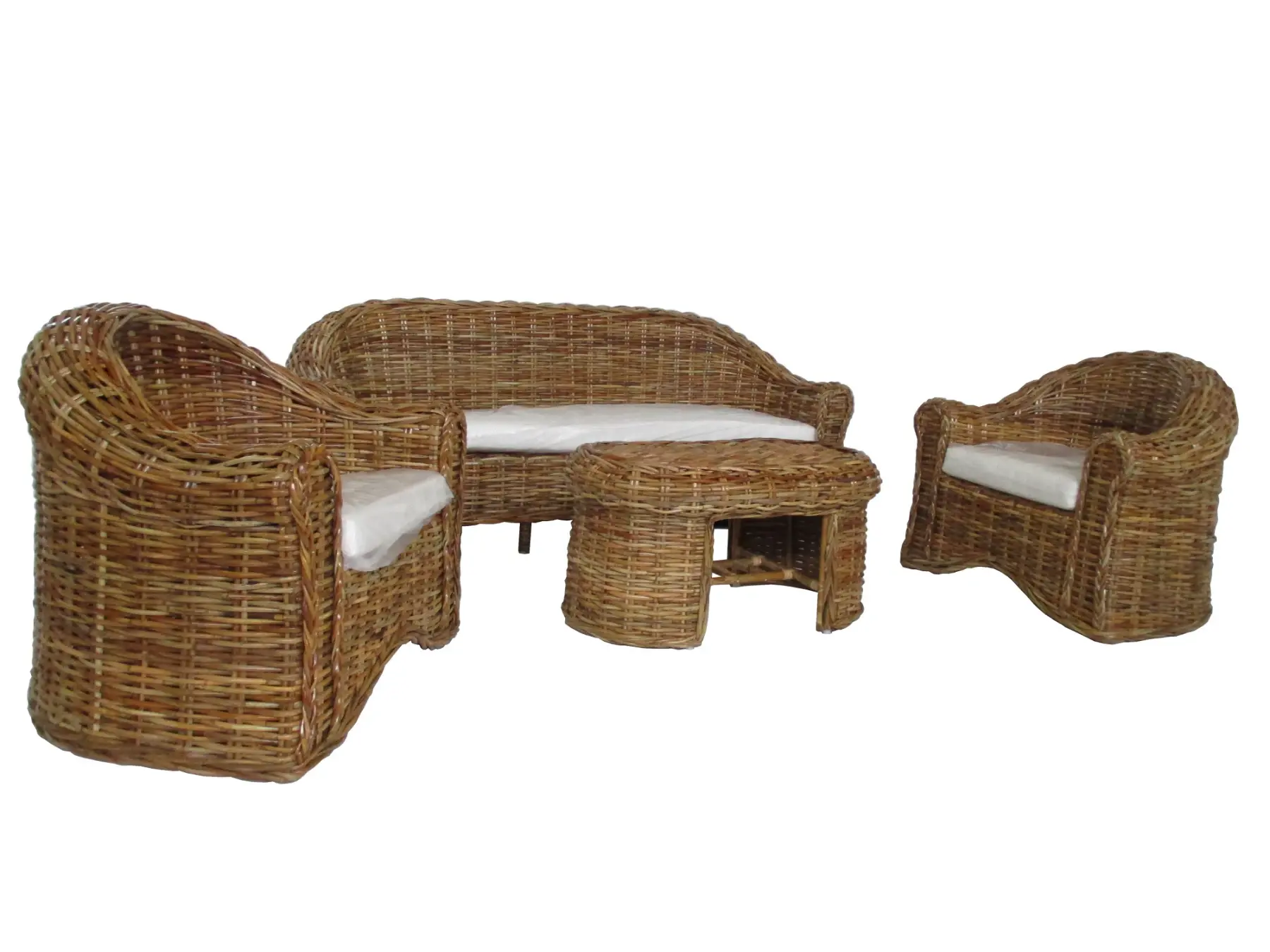 salotto rattan naturale vimini cuscini sfoderabili
