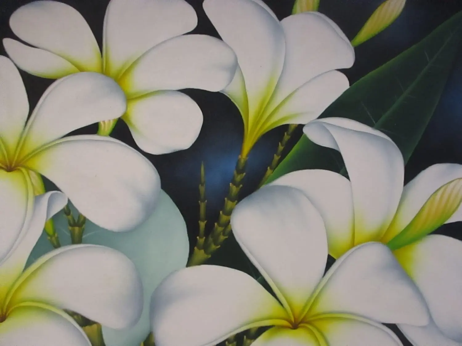 Quadro Batik Artigianale "Fiori di Frangipani" – Dipinto a Mano a Bali (120x100 cm) - 4