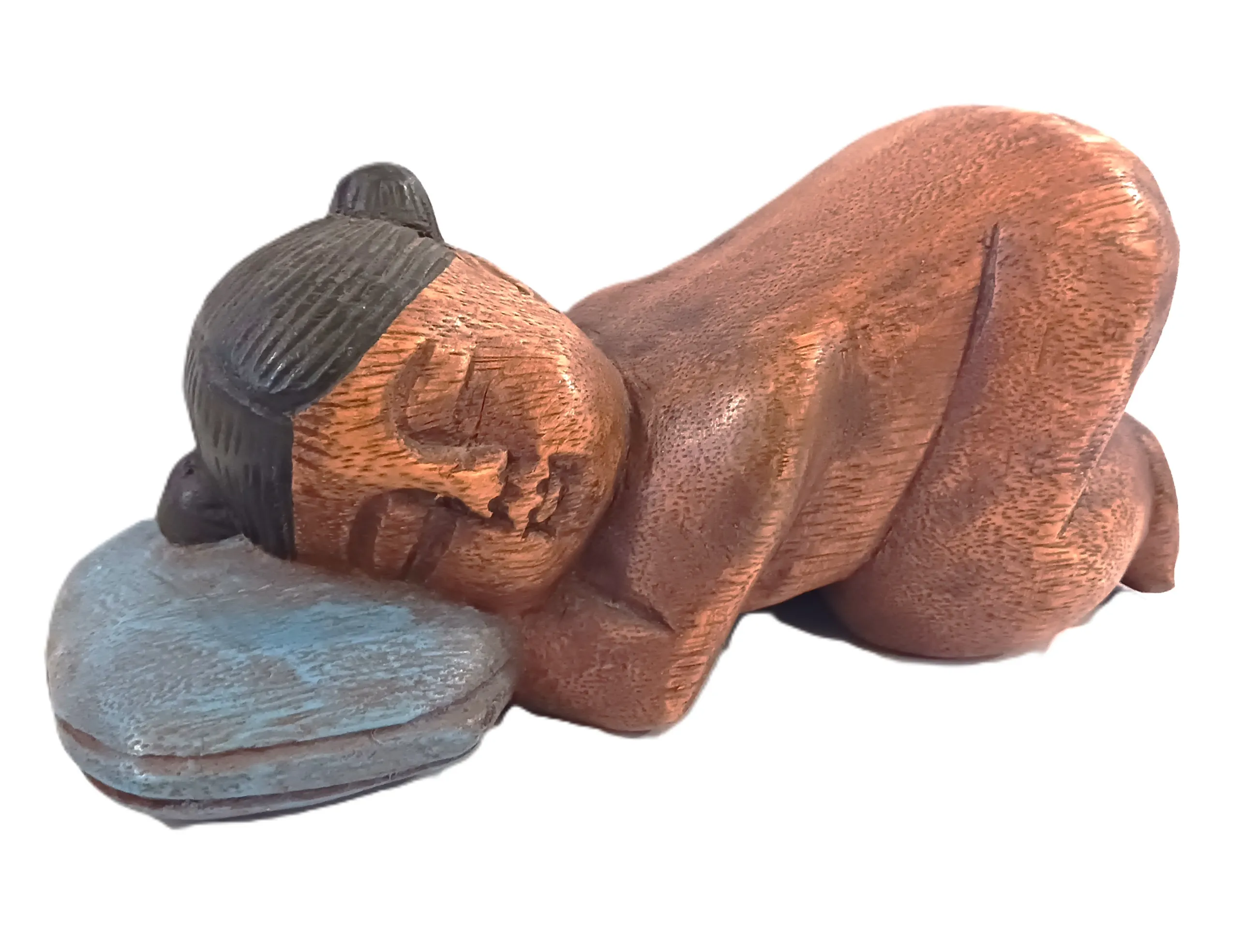 Soprammobile Legno "Sogni d'Oro" – Bambina addormentata su cuscino Cm 23x10x10 H