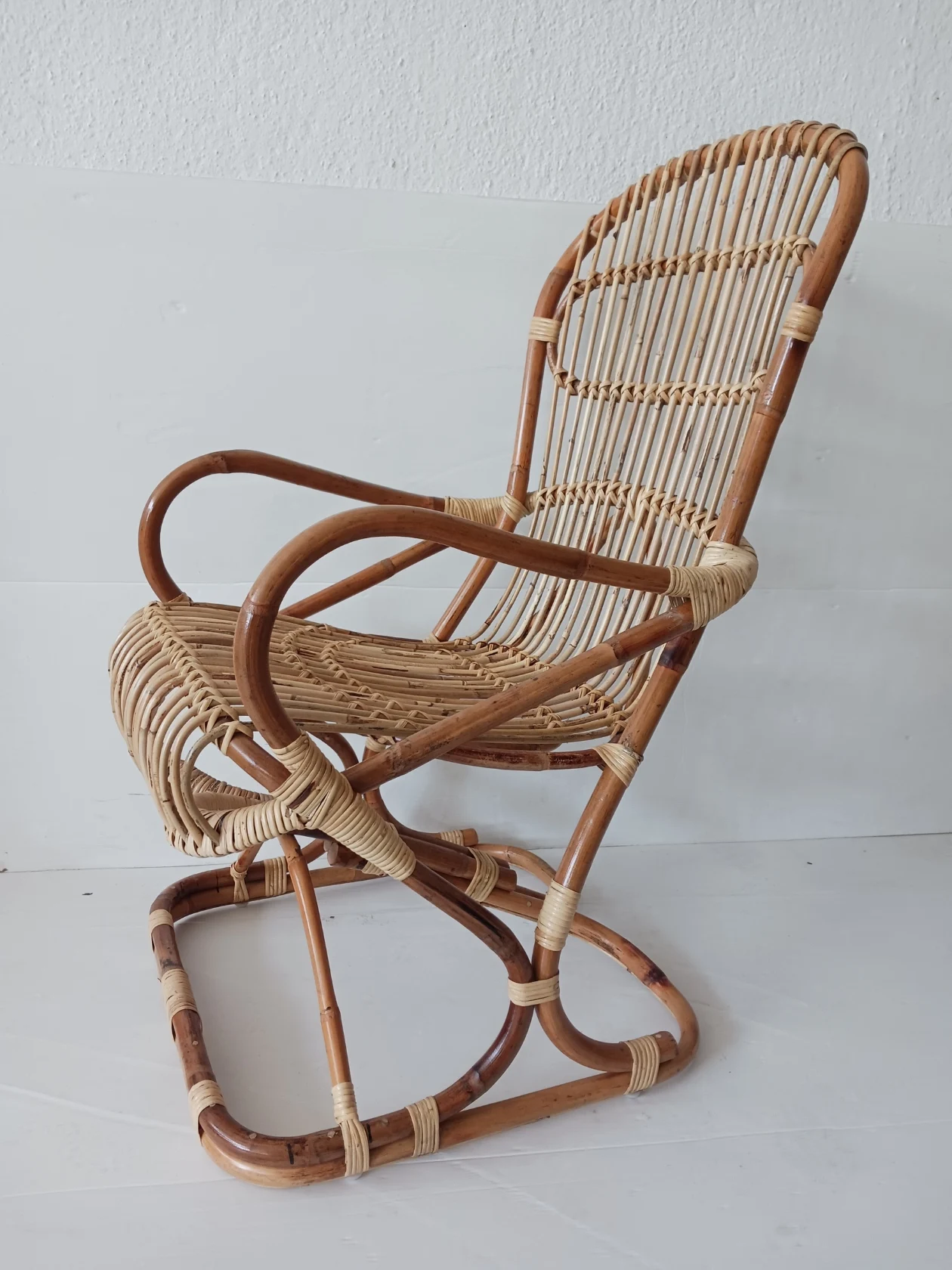 Poltrona in rattan naturale vimini Molleggiata - Sedia Ergonomica - 3