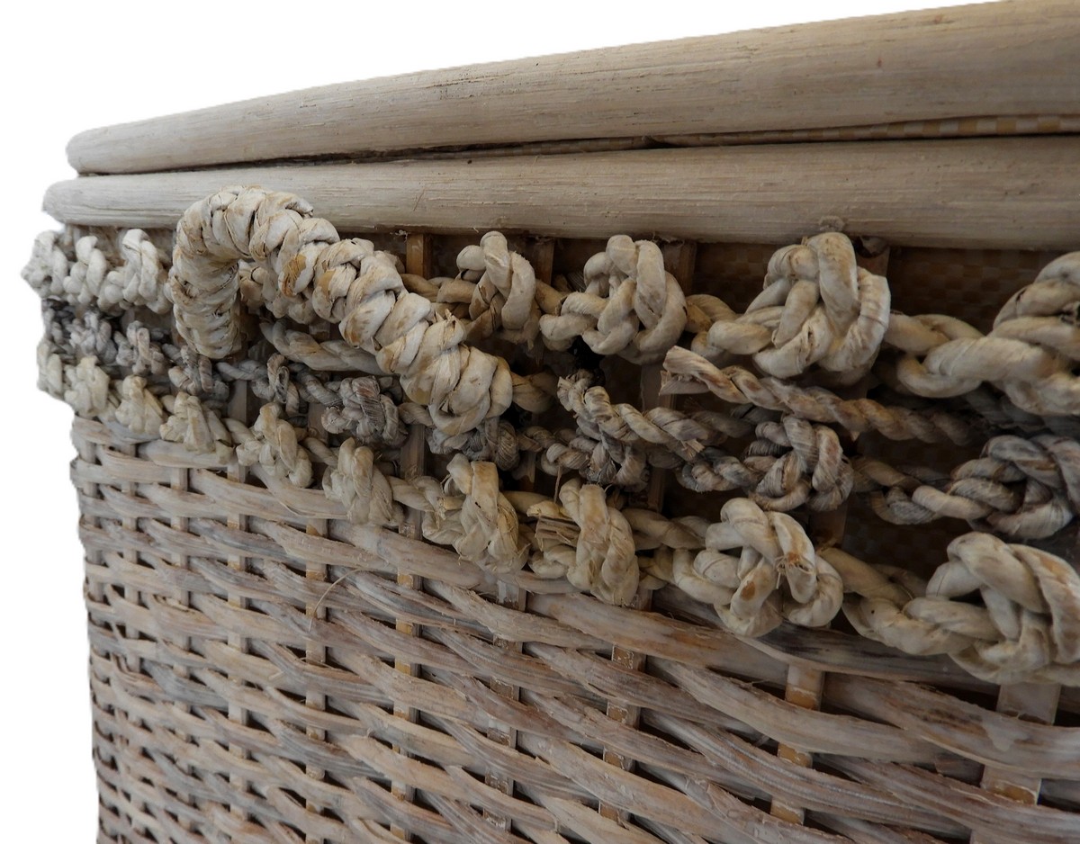 Baule Portabiancheria in Rattan e Banano Cm 68x37x40 H - 3