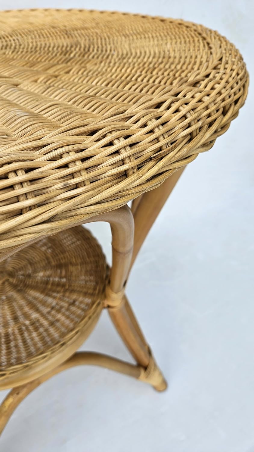 tavolo da pranzo  rattan midollino naturale rotondo cm 75x75 H art tav/75m - 4