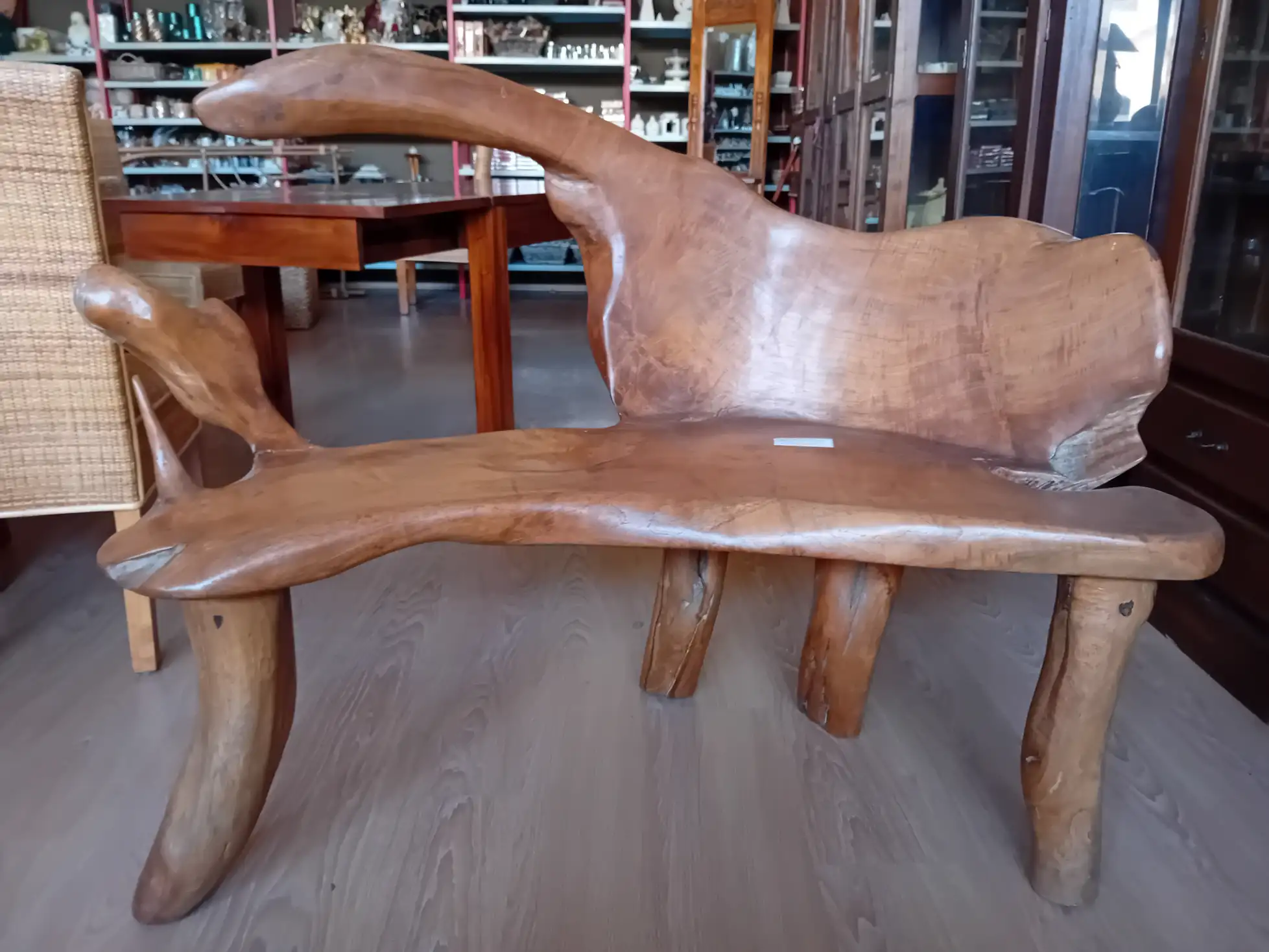 Divano Panca Scultorea in Legno Massello Sagomato – 130x60x100 cm - 3