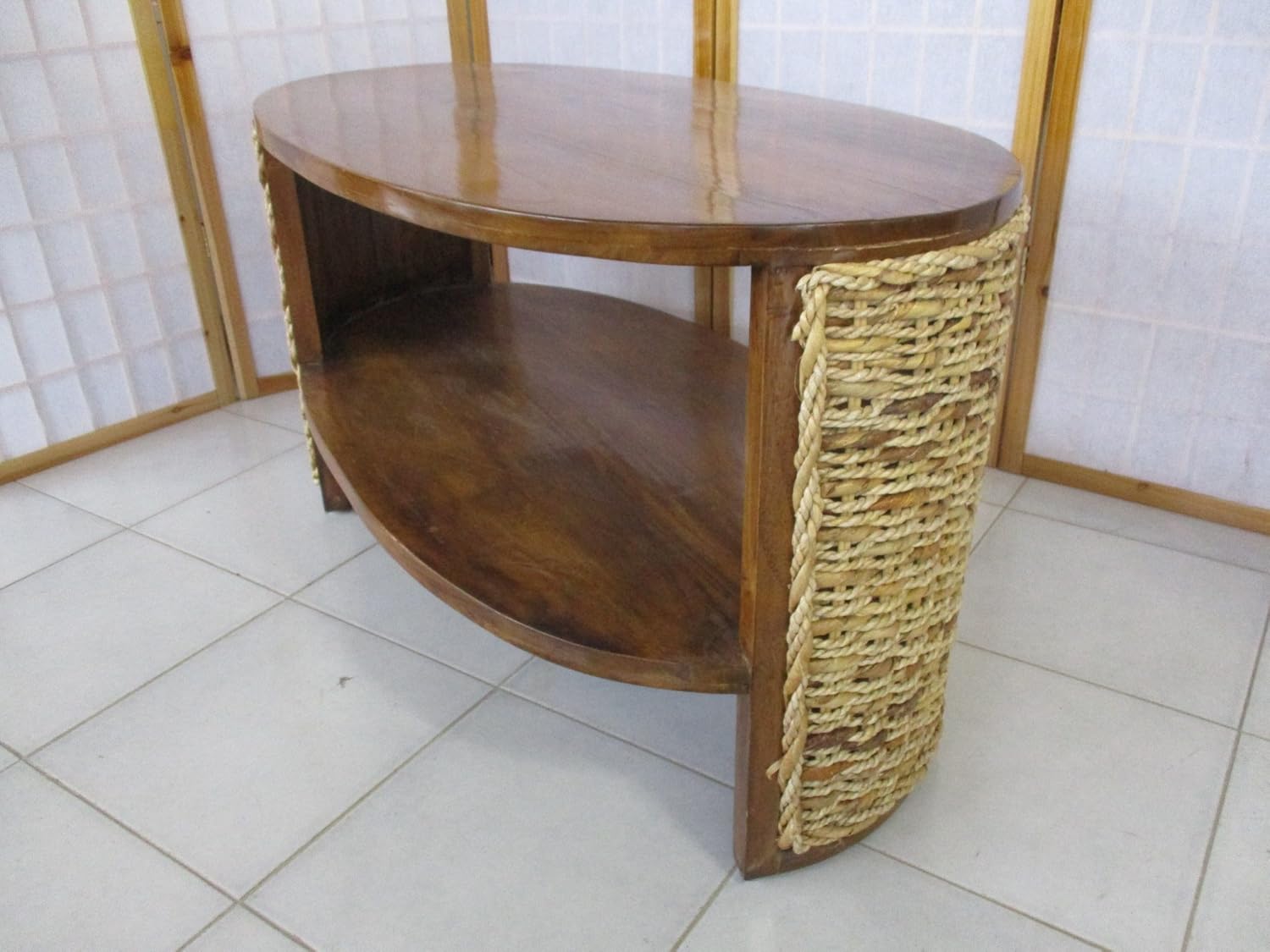 tavolo in banano e teak ovale cm 100x55x50 H art dp/29 - 4