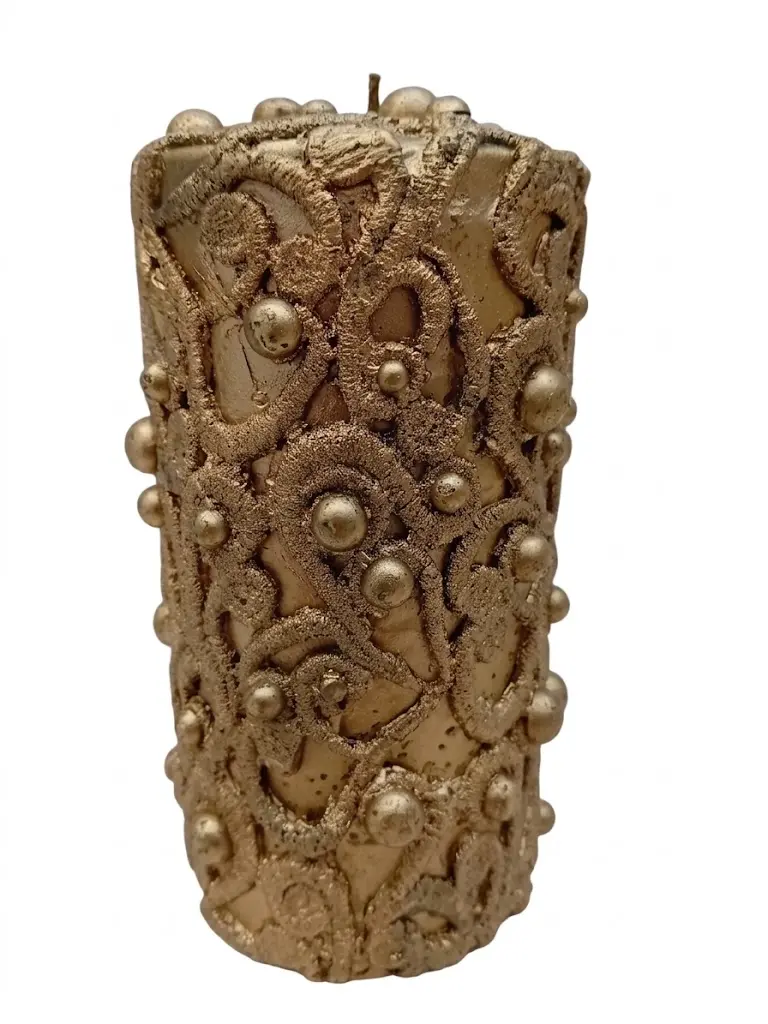 Candela Artigianale Dorata in Rilievo – 9x15 cm | Fatta a Mano