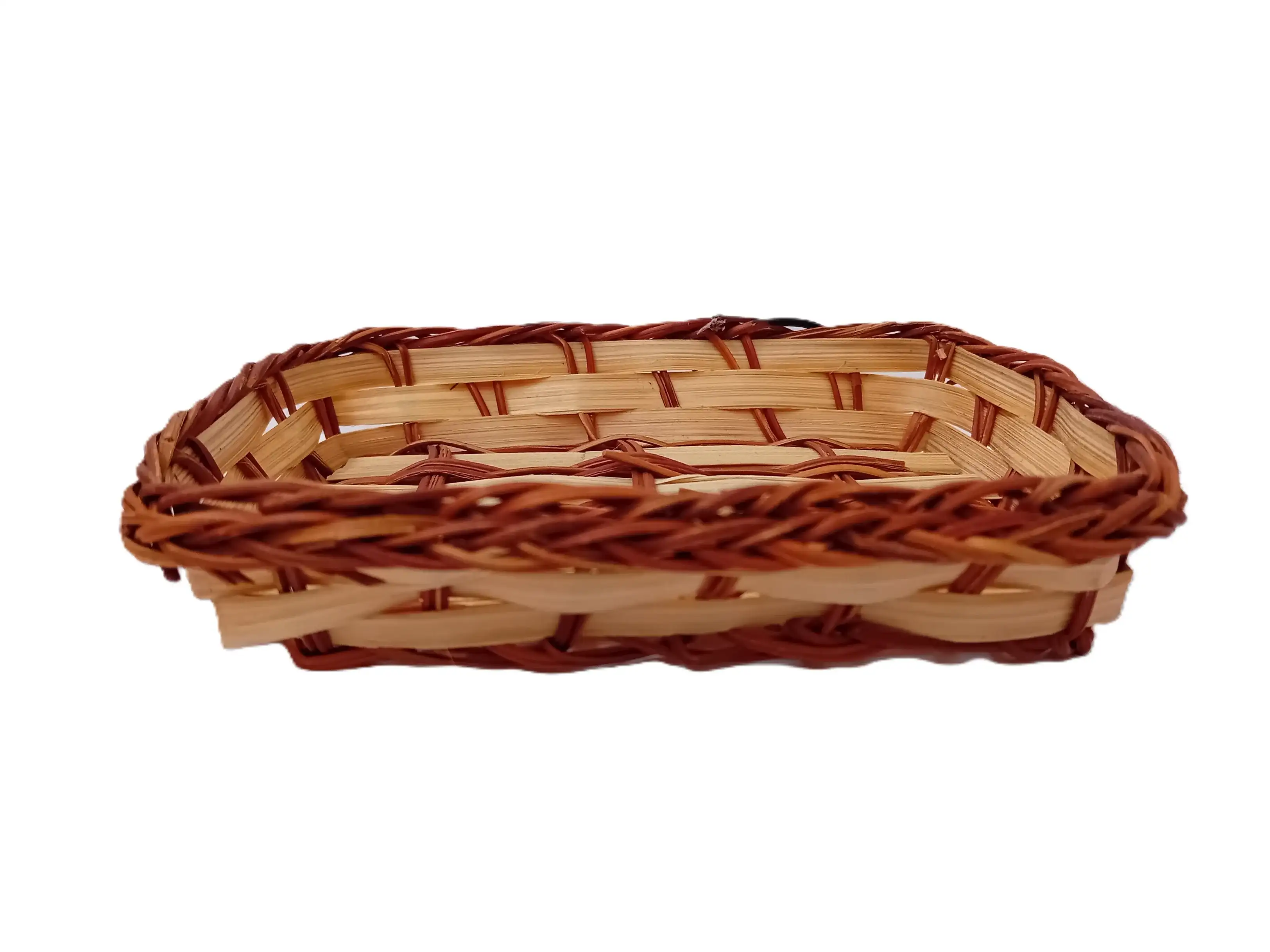 Piccolo Cestino Bicolore in Vimini per Confezioni Alimentari – 13 x 6,5 x 2 H cm