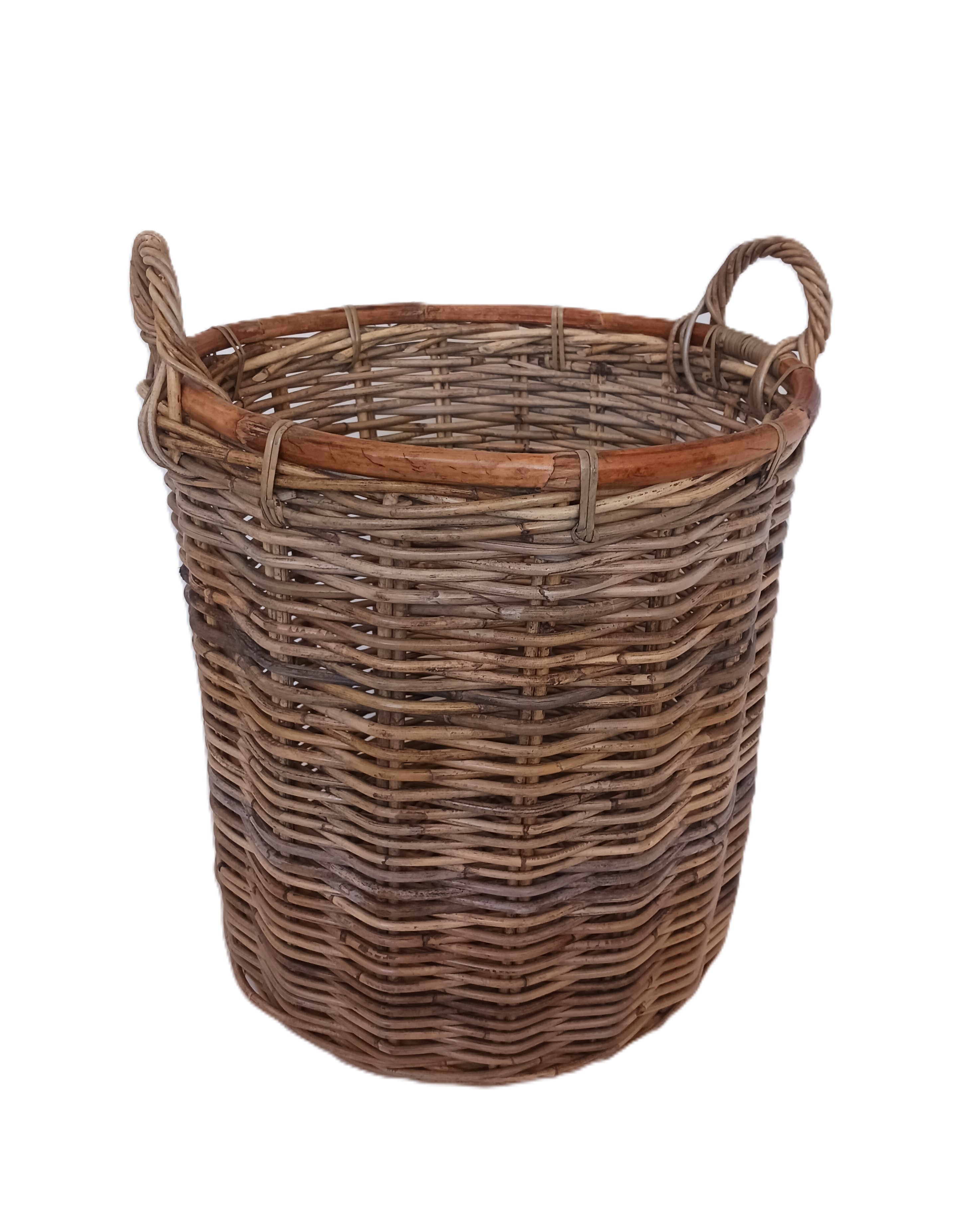 porta legna in vimini giunco cm 39x45 H con manici  CM 53 H