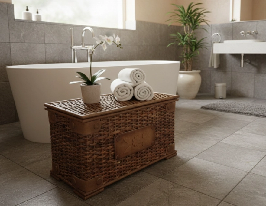 Baule in Rattan Antik Cm 76x44x45 H
