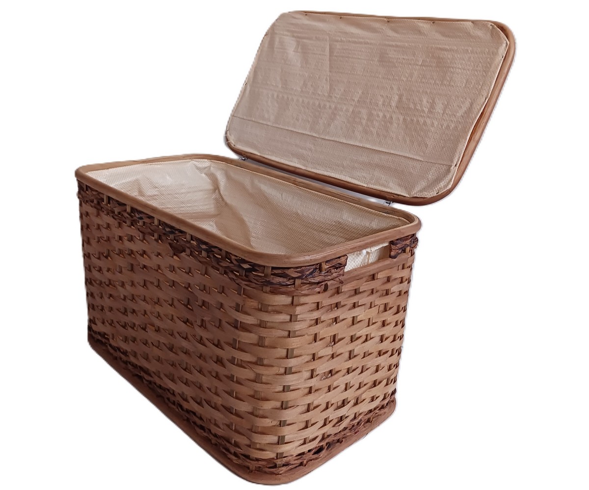 Baule Portabiancheria in Rattan Noce chiaro Cm 54x32x35 H