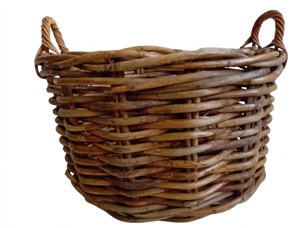 cesto porta legna ovale in vimini cm 64x53x39 H con manici cm 47 h