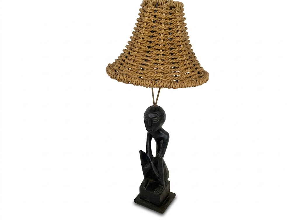 abat - jour legno massello sfinge in nero