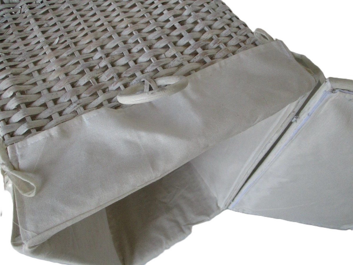 Baule Porta Biancheria in Rattan Decapato Bianco Cm 63x33x34 H