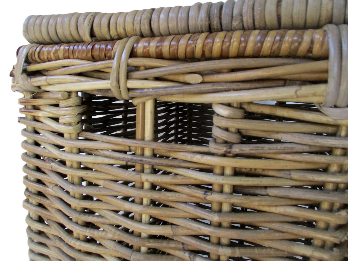Cesto Portabiancheria in Giunco Naturale Cm 46x36x60 H - 4