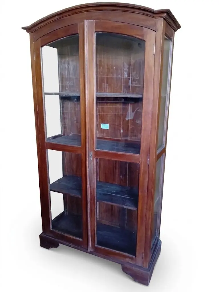 Mobile Vetrina in Legno Massello a 2 Ante con Vetri Laterali - cm 114x95x210 h