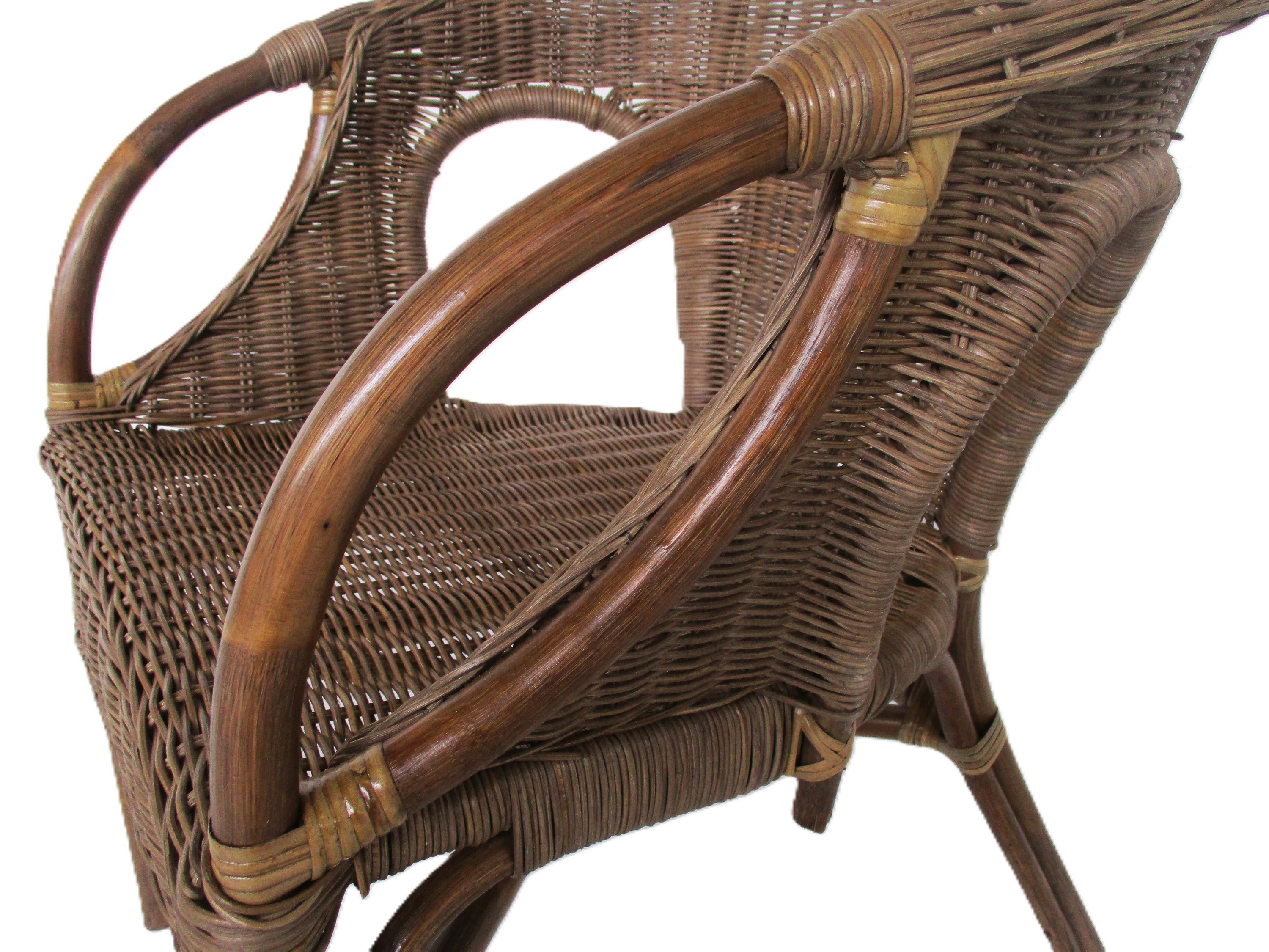 Poltrona in rattan naturale vimini Mandolino Noce tessuta con midollino - 3