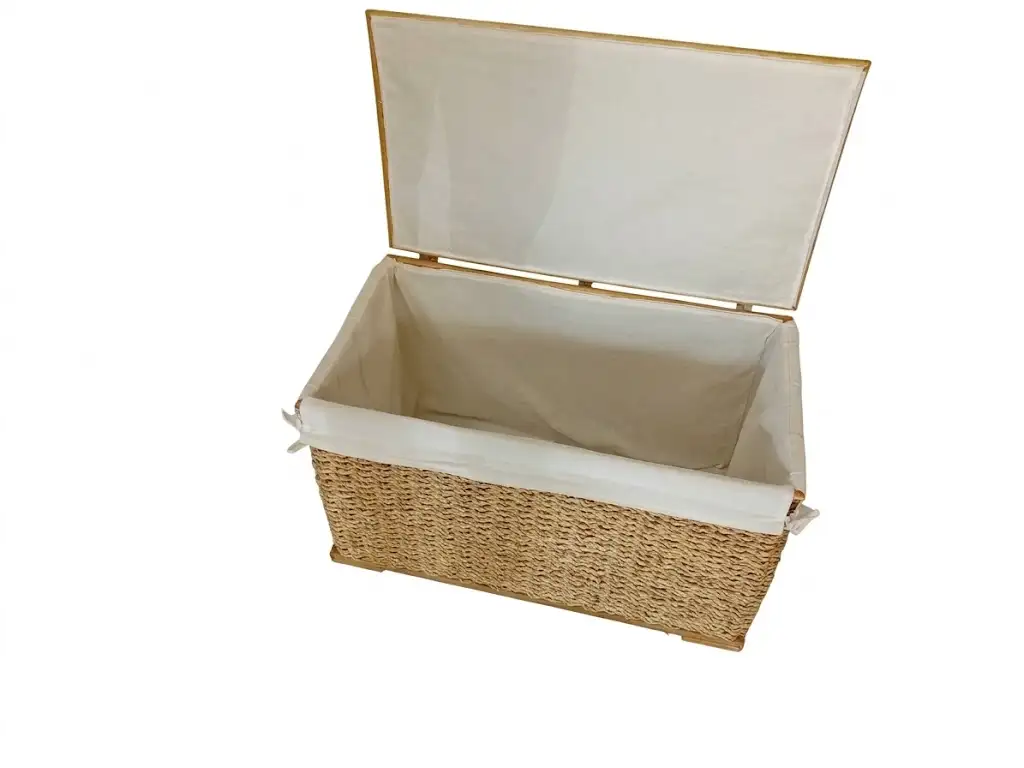 Cesto Baule cm  75x45x45 H  Portabiancheria in Vimini e Rattan con Fodera in Cotone - 3