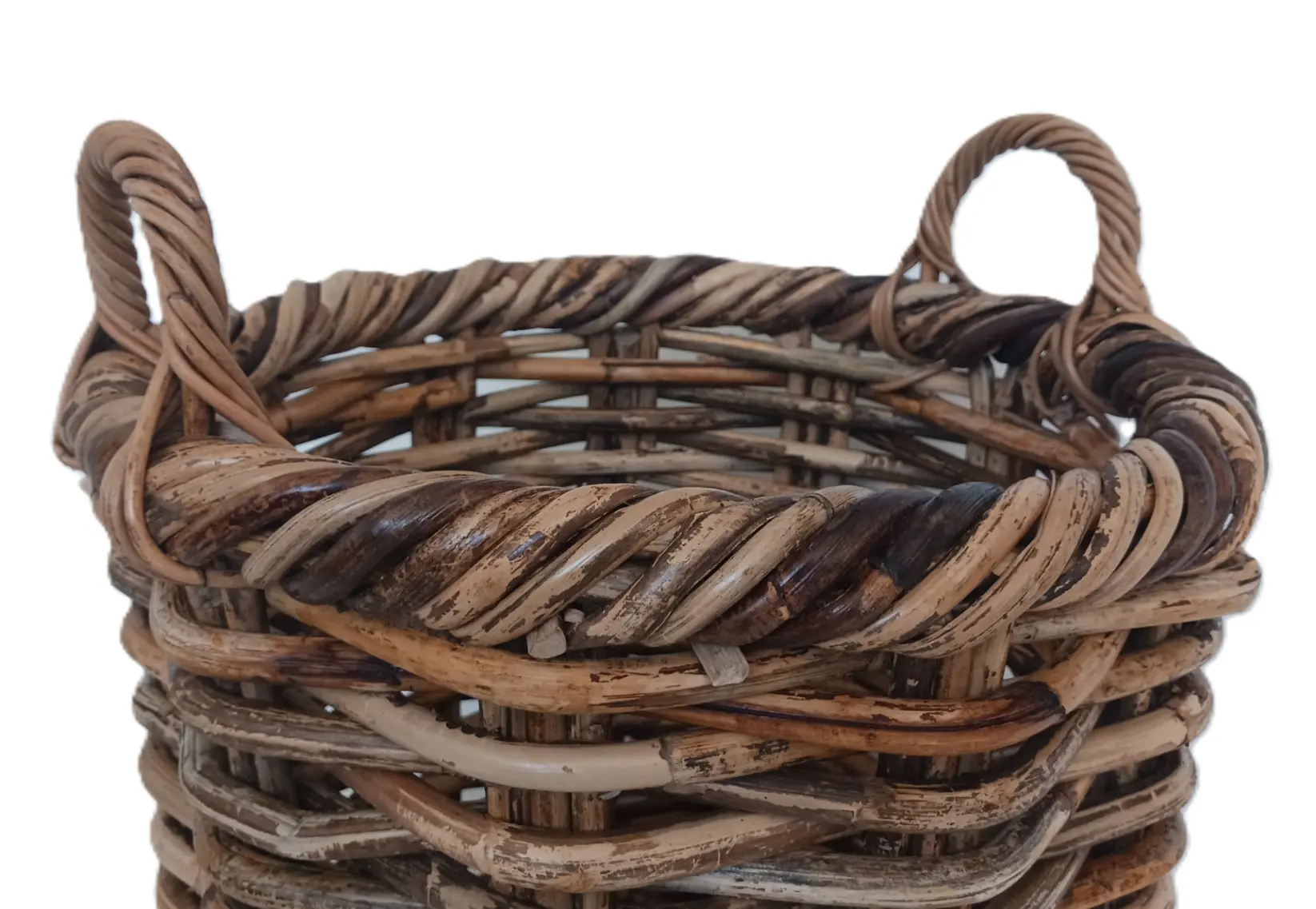 porta legna rotondo in vimini rattan   cm 43x40 H con manici cm 48 - 4