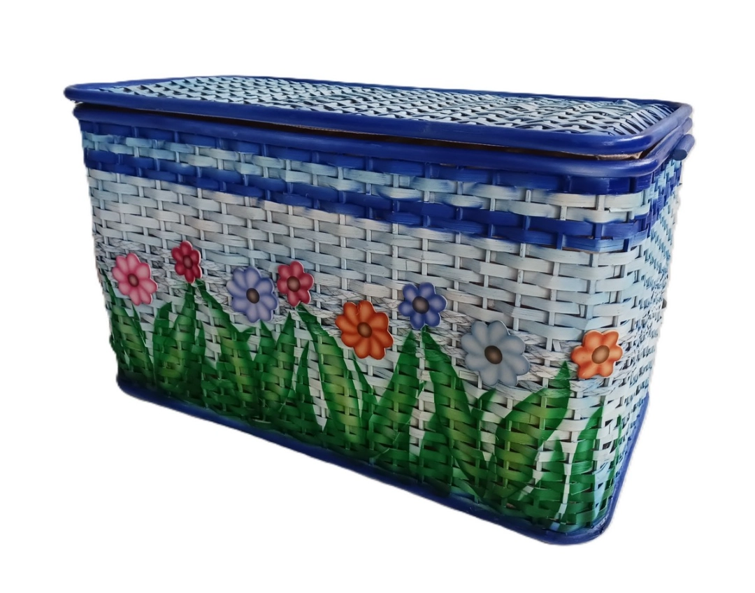 Baule Porta Biancheria e Porta Giocattoli in Rattan colorato Cm 78x44x44 H