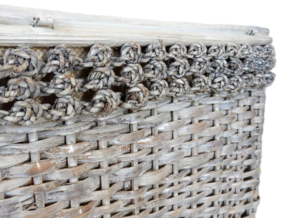 Cesto Porta Biancheria Decapato in Rattan e Banano Cm 49x34x60 H - 3