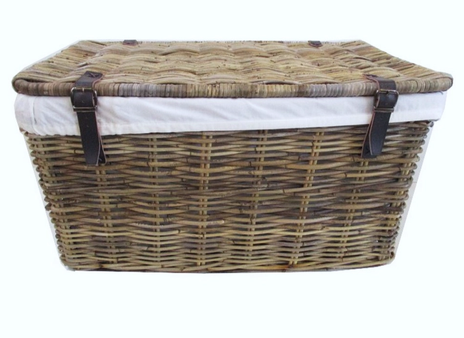 Baule in Giunco Kubo Grey – Fodera in Cotone – 55x33x32 H