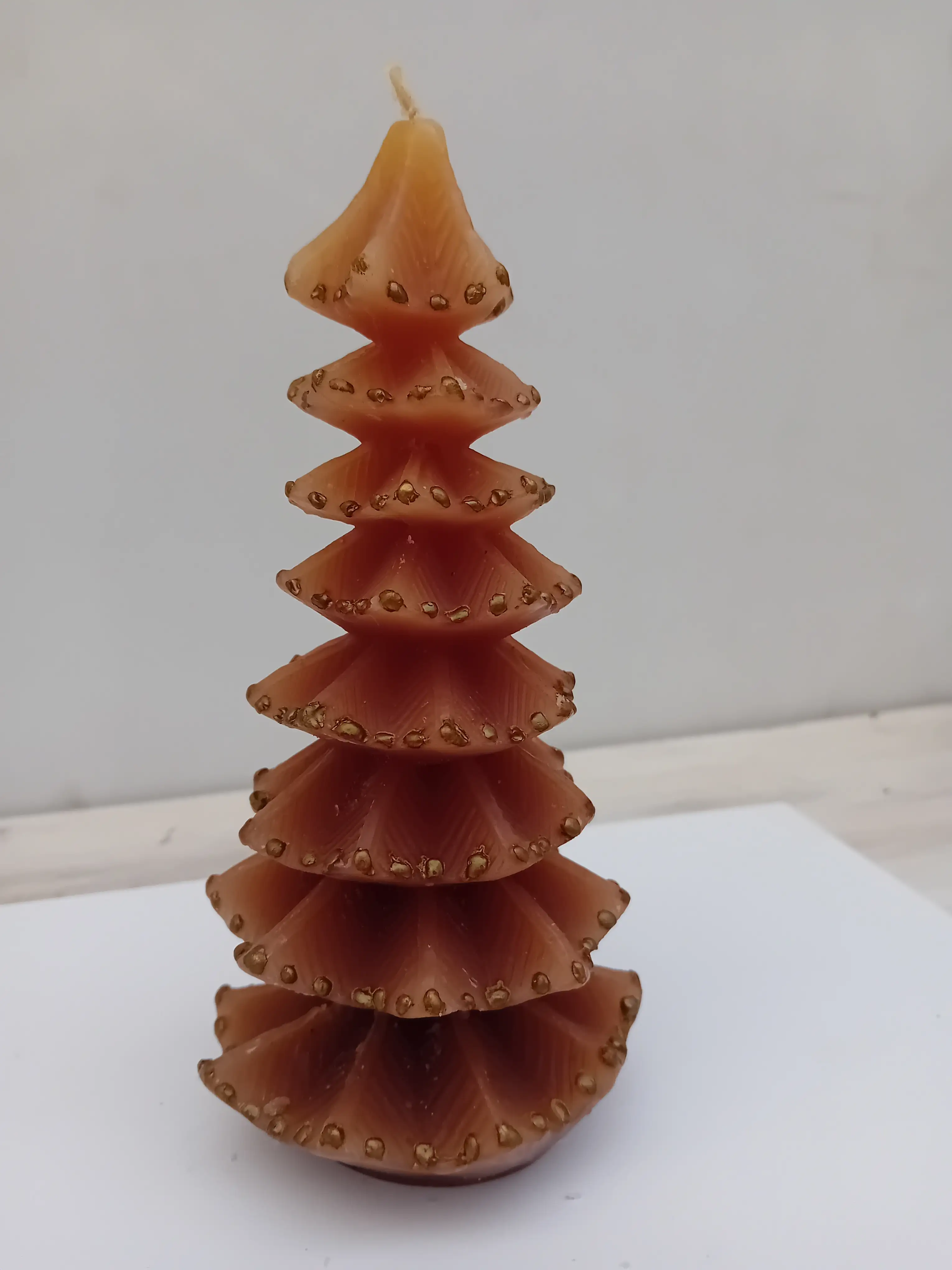 Candela Artigianale (7x18 cm) in Cera Naturale ad Albero di Natale - 3