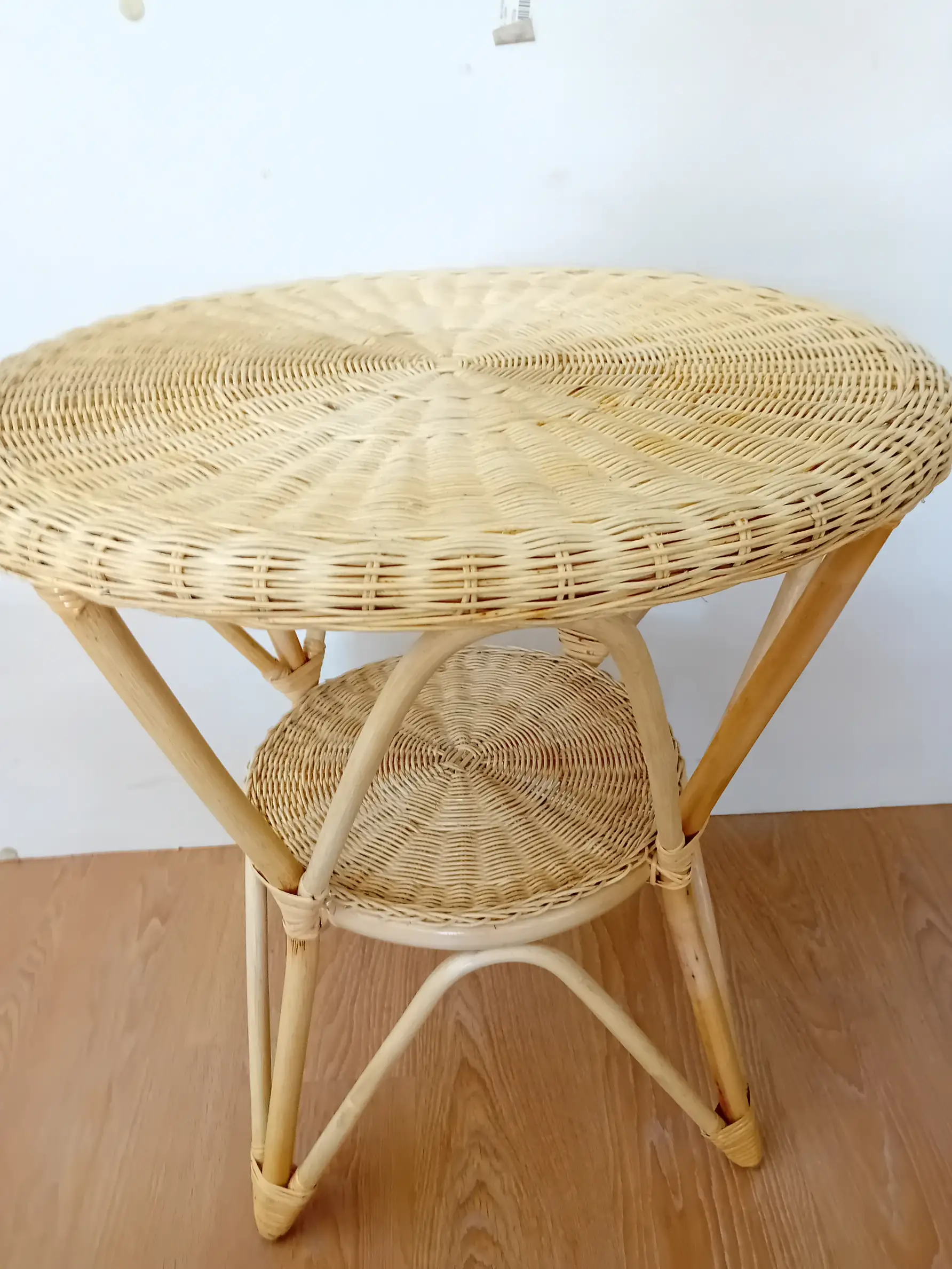 Tavolo da Pranzo Rotondo in Midollino Artigianale (H 75 cm) - 4
