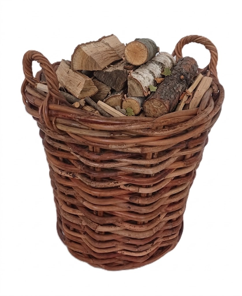 porta legna vimini rattan 34x39 H con manici cm 47 h