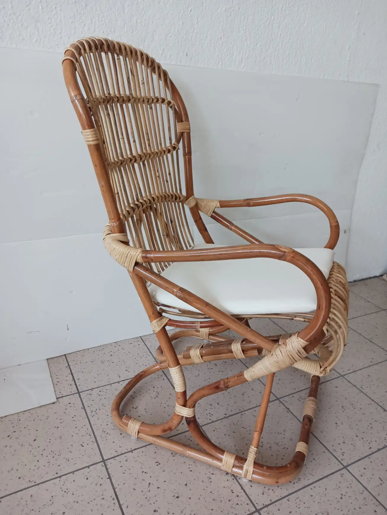 Poltrona in rattan naturale vimini Molleggiata - Sedia Ergonomica - 4
