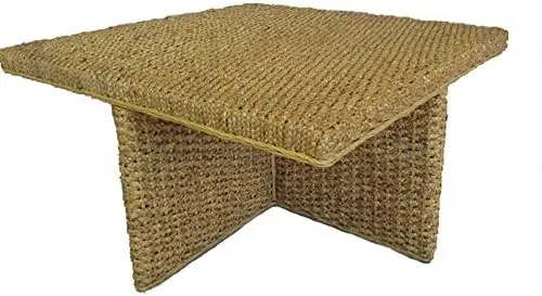 Tavolo da Tè Quadrato 110x110 cm in Intreccio di Banano Naturale – Alt. 45 cm