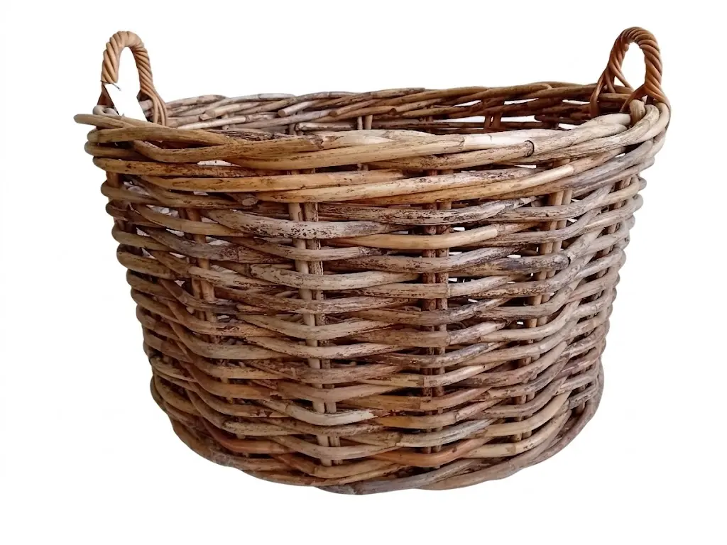 cesto porta legna ovale in vimini cm 90x74x52 H con manici cm 65