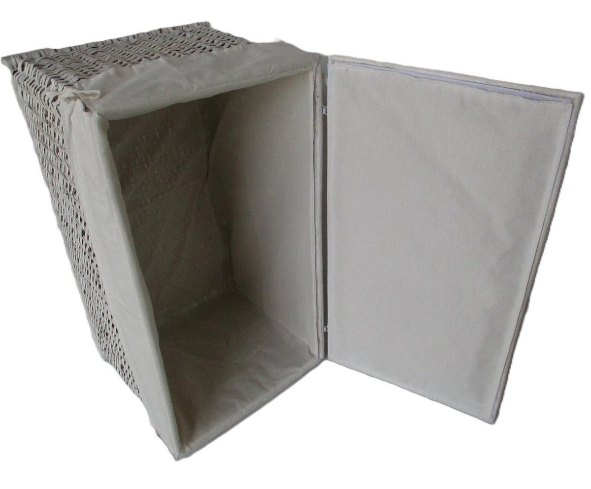 Baule Porta Biancheria in Rattan Decapato Bianco Cm 68x40x40 H - 4