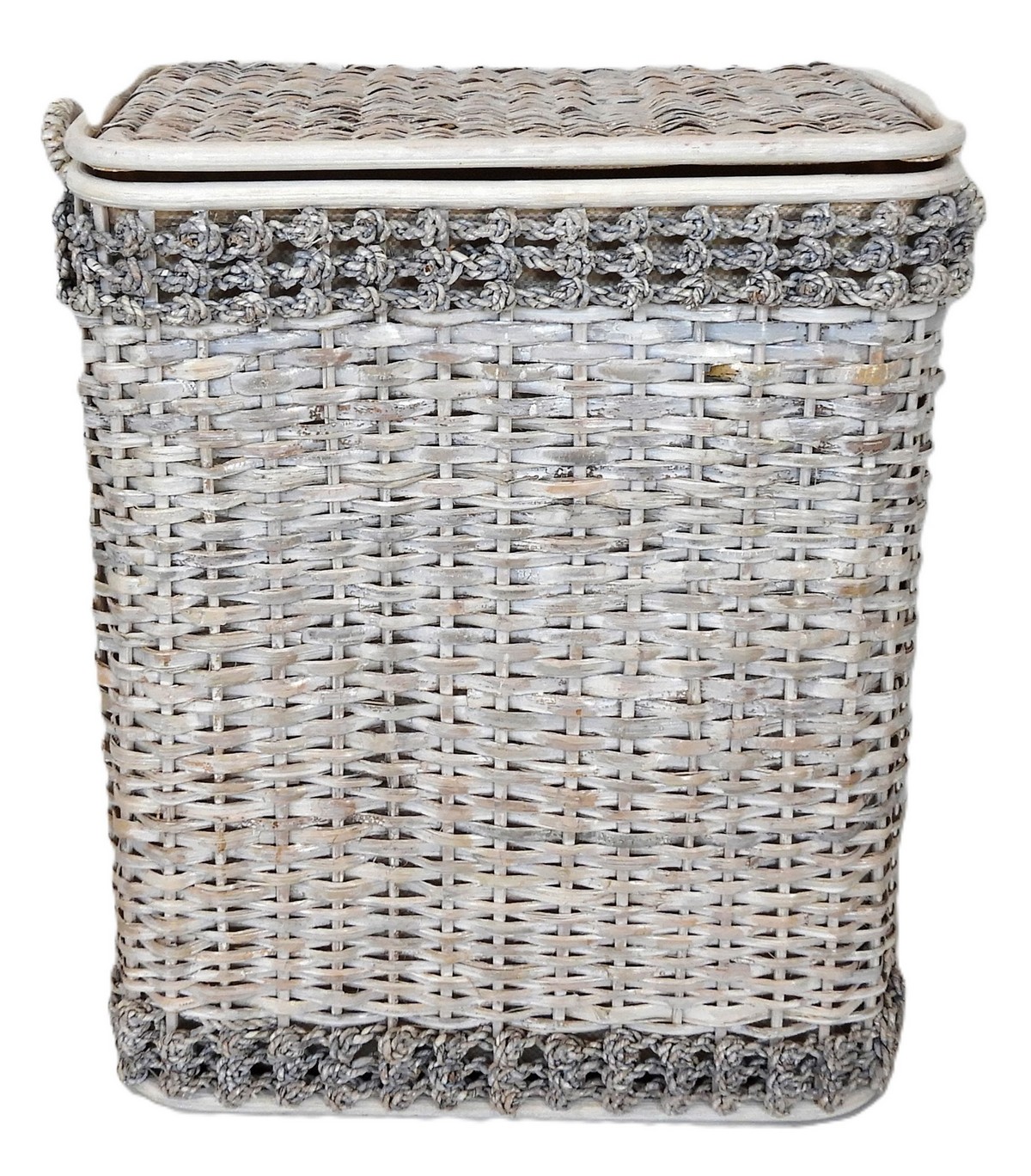 Cesto Porta Biancheria Decapato in Rattan e Banano Cm 40x28x55 H